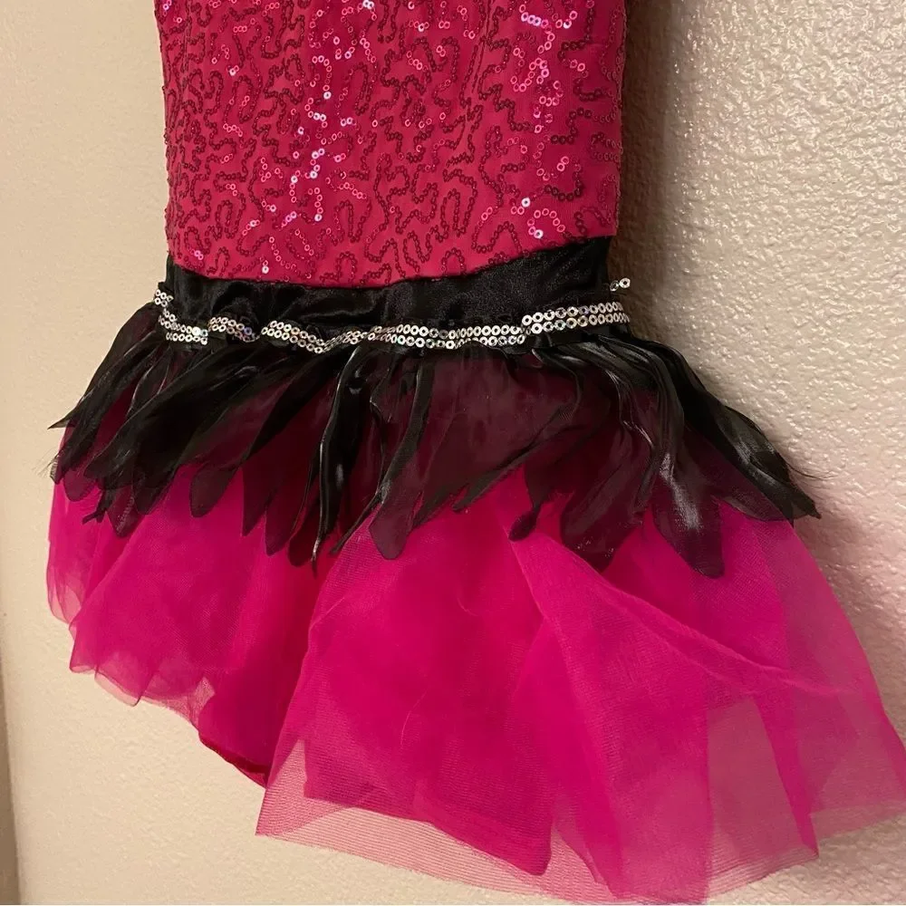 WEISSMAN Dance Costume hot pink sassy sequin tutu Glamorous 7955 Child LC